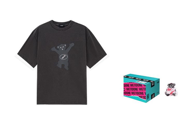 Details for WE11DONE FW22 卡通泰迪熊圖案男女款深灰色T恤 WD-TT3-22-715-U-CH