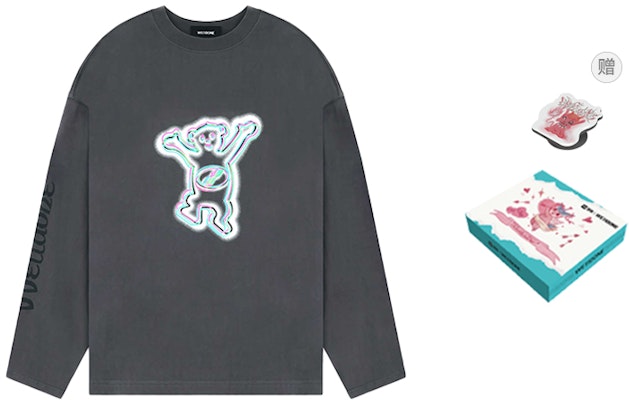 WE11DONE FW22 卡通泰迪熊Logo中性長袖T恤 深灰色 WD-TT3-22-833-U-CH Buy WE11DONE FW22 卡通泰迪熊Logo中性長袖T恤 深灰色 WD-TT3-22-833-U-CH