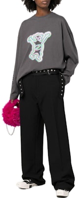 WE11DONE FW22 卡通泰迪熊Logo中性長袖T恤 深灰色 WD-TT3-22-833-U-CH Lookbook WE11DONE FW22 卡通泰迪熊Logo中性長袖T恤 深灰色 WD-TT3-22-833-U-CH