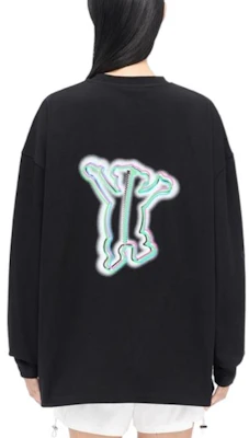 WE11DONE 2022秋冬卡通泰迪熊印花徽标男女同款长袖T恤 - 黑色 WD-TT3-22-833-U-BK Shop WE11DONE 2022秋冬卡通泰迪熊印花徽标男女同款长袖T恤 - 黑色 WD-TT3-22-833-U-BK