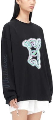 WE11DONE 2022秋冬卡通泰迪熊印花徽标男女同款长袖T恤 - 黑色 WD-TT3-22-833-U-BK Purchase WE11DONE 2022秋冬卡通泰迪熊印花徽标男女同款长袖T恤 - 黑色 WD-TT3-22-833-U-BK