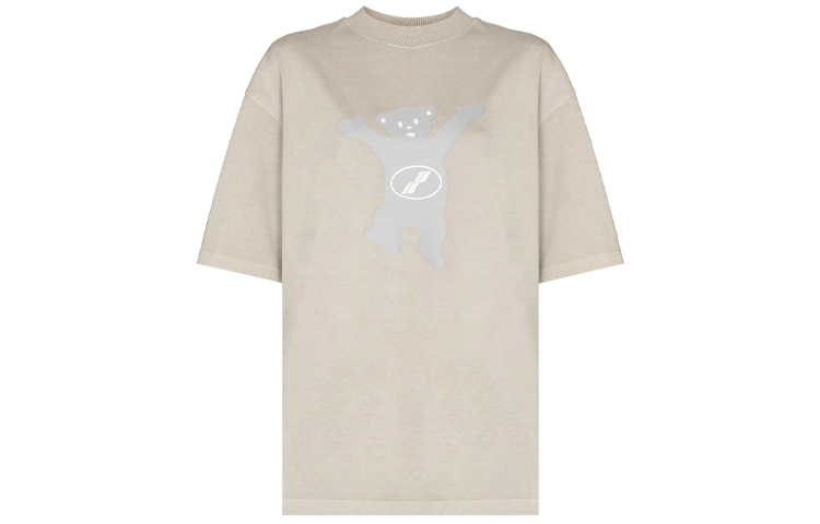 WE11DONE FW22 Casual Cartoon Teddy Bear Print Tee Unisex Beige WD-TT8-20-103-U-IV