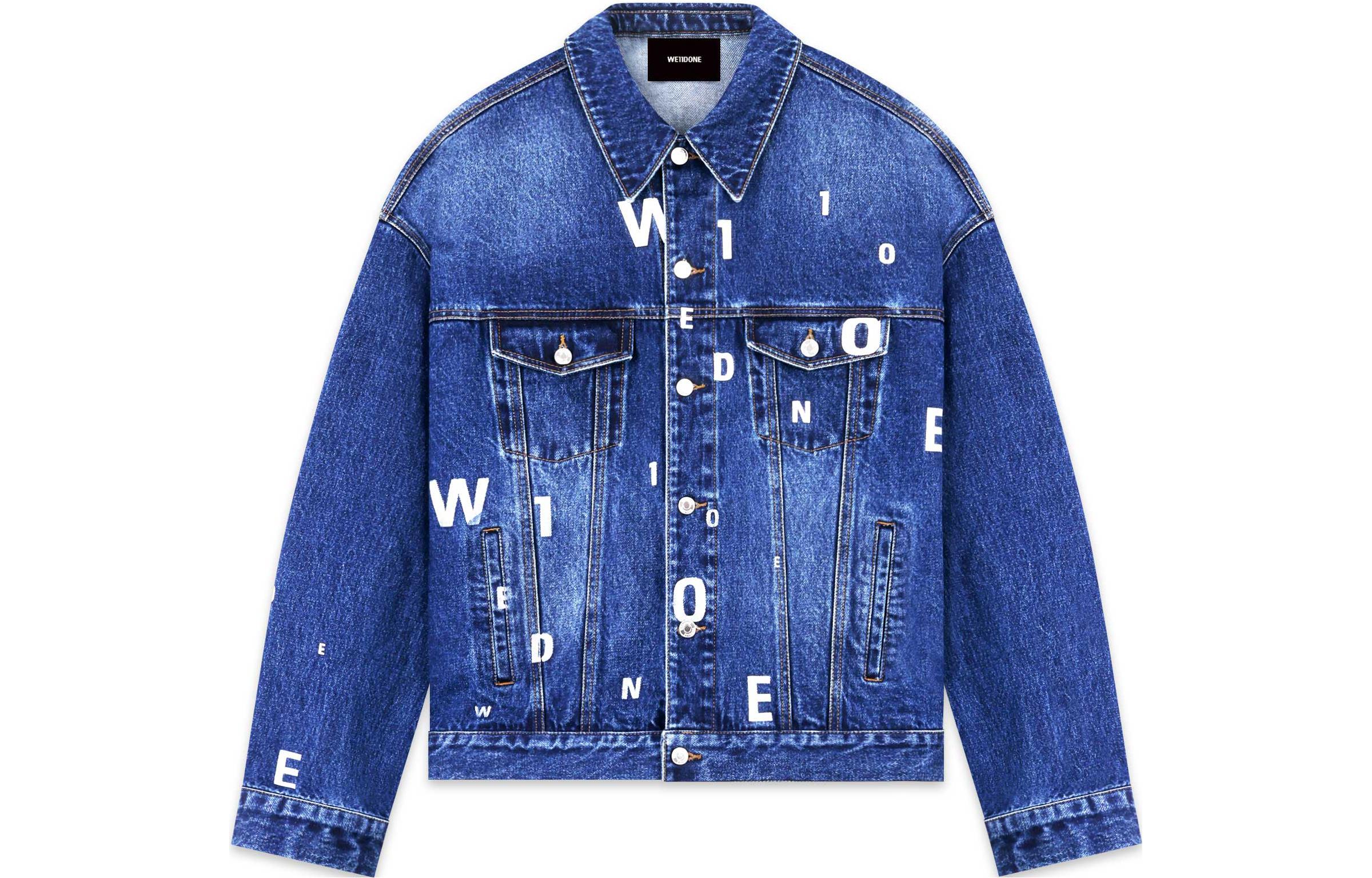 WE11DONE FW22 Casual Printed Button-Up Jacket Blue WD-DJ3-22-368-U-NV
