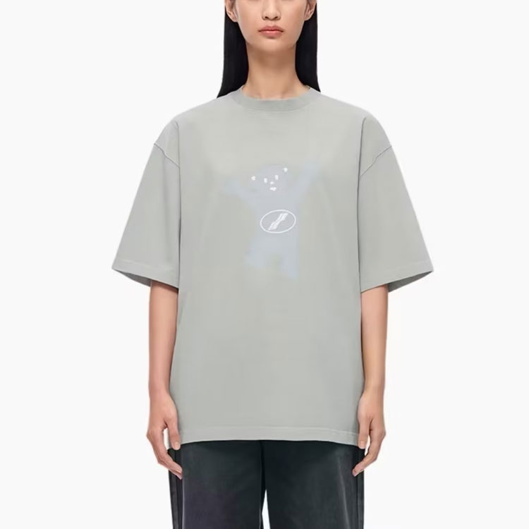 Lookbook WE11DONE FW22 休閒泰迪熊印花中性圓領T恤 - 灰色 WD-TT3-22-715-U-GY