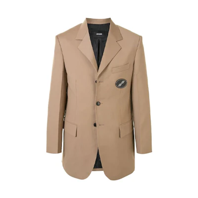WE11DONE FW22 Classic Logo Khaki Oversized V-Neck Blazer Unisex WD-JK4-20-038-U-BG