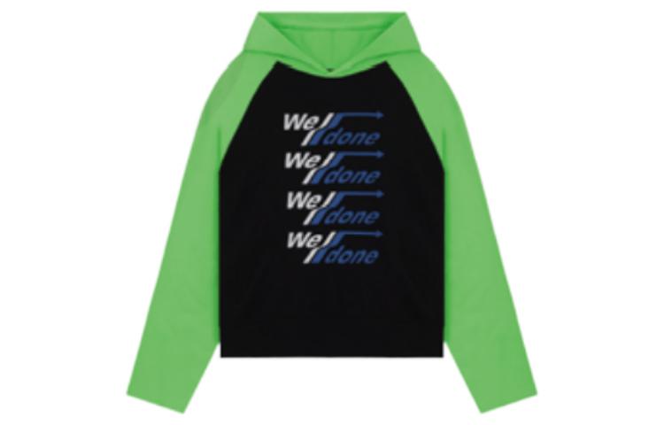 WE11DONE FW22 Colorblock Letter Print Hoodie Green WD-TS1-22-859-U-BK
