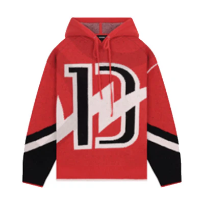 WE11DONE FW22 Colorblock Logo Oversized Hoodie Unisex Red WD-KT3-22-634-U-RD
