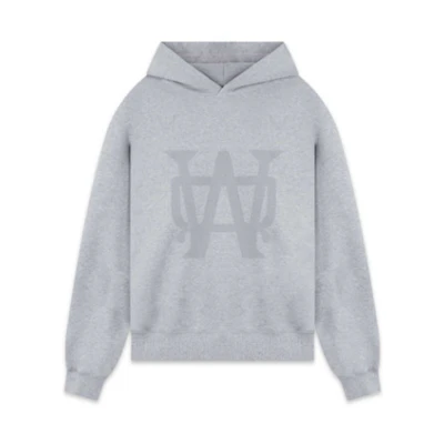 WE11DONE FW22 English Print Hoodie Unisex Gray Long Sleeve Sweatshirt WD-TH3-22-801-U-MG