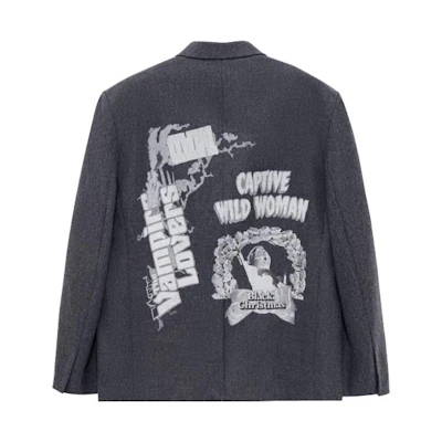WE11DONE FW22 Geometric Print Collared Long Sleeve Jacket Unisex Gray WD-JK3-22-085-M-DG