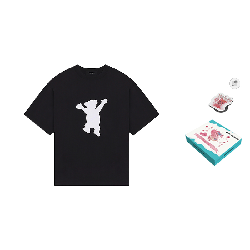 WE11DONE FW22 Global Exclusive Logo Bear Print T-Shirt Unisex Black WD-TT1-22-849-U-BK