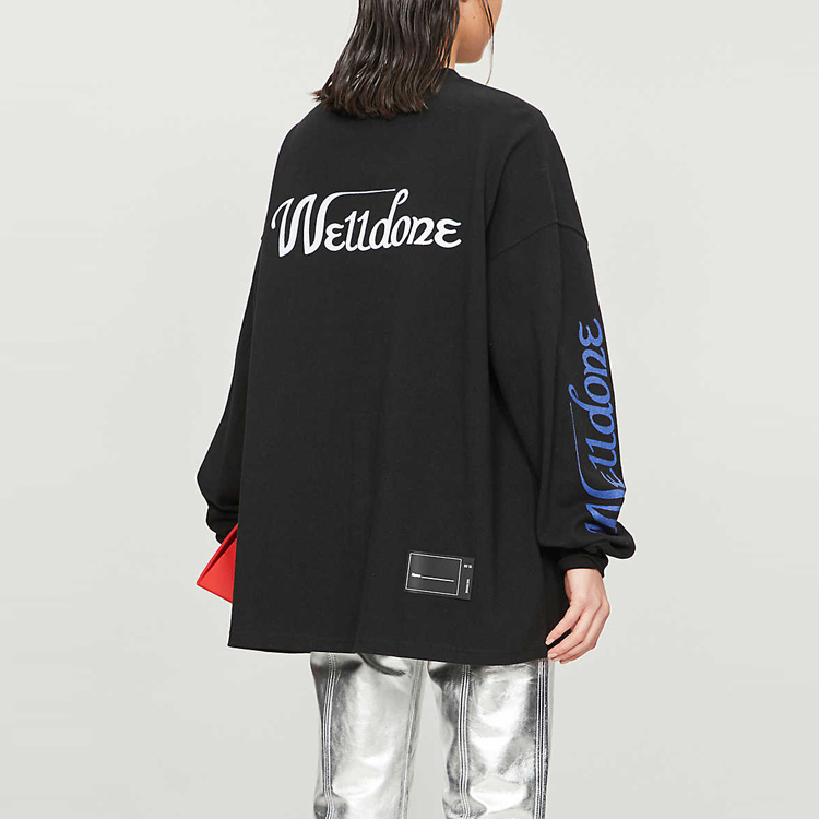 Lookbook WE11DONE FW22 Graffiti Poster Print Pullover Sweatshirt Unisex Black. WD-TP4-20-728-U-BK