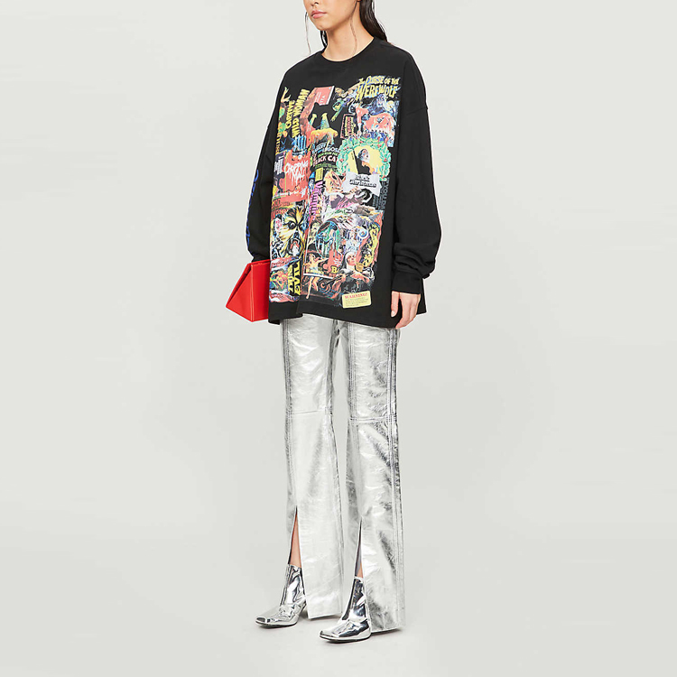 Purchase WE11DONE FW22 Graffiti Poster Print Pullover Sweatshirt Unisex Black. WD-TP4-20-728-U-BK