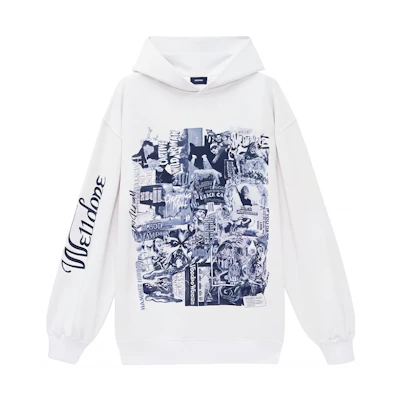 WE11DONE FW22 Graffiti Print Loose Fit Hoodie Unisex White. WD-TH3-22-744-U-IV
