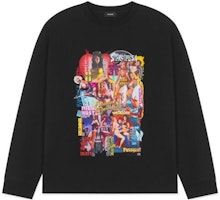 WE11DONE FW22 Graphic Comic Print Unisex Black Long Sleeve T-Shirt. WD-TT3-22-862-U-BK WE11DONE FW22 Graphic Comic Print Unisex Black Long Sleeve T-Shirt. WD-TT3-22-862-U-BK