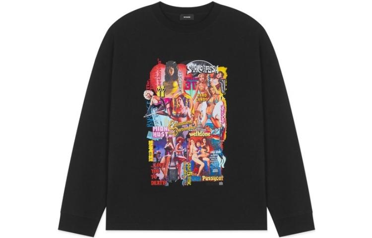 Order WE11DONE FW22 漫畫圖案印花男女黑色長袖T恤 WD-TT3-22-862-U-BK