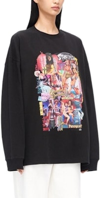 WE11DONE FW22 漫畫圖案印花男女黑色長袖T恤 WD-TT3-22-862-U-BK Purchase WE11DONE FW22 漫畫圖案印花男女黑色長袖T恤 WD-TT3-22-862-U-BK