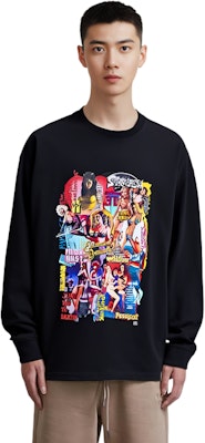 WE11DONE FW22 漫畫圖案印花男女黑色長袖T恤 WD-TT3-22-862-U-BK Sizing WE11DONE FW22 漫畫圖案印花男女黑色長袖T恤 WD-TT3-22-862-U-BK