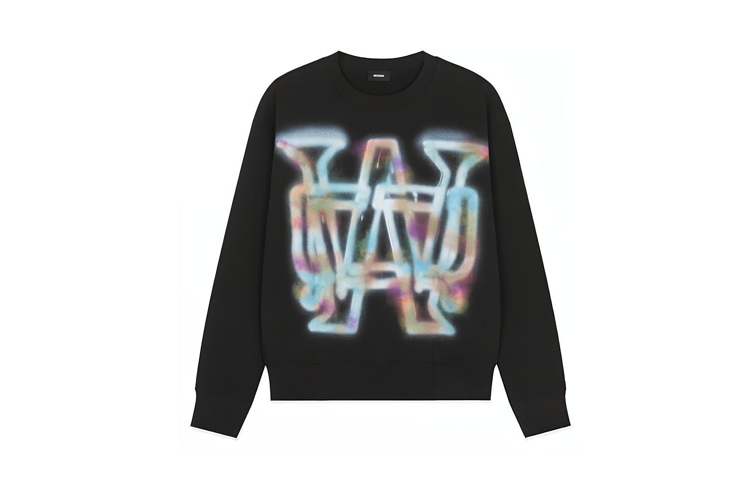 WE11DONE FW22 Graphic Print Crewneck Pullover Sweatshirt Unisex Black Gift Box WD-TS3-22-829-U-BK