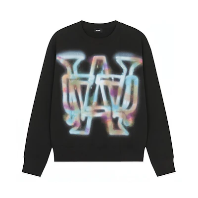 WE11DONE FW22 Graphic Print Crewneck Pullover Sweatshirt Unisex Black Gift Box WD-TS3-22-829-U-BK