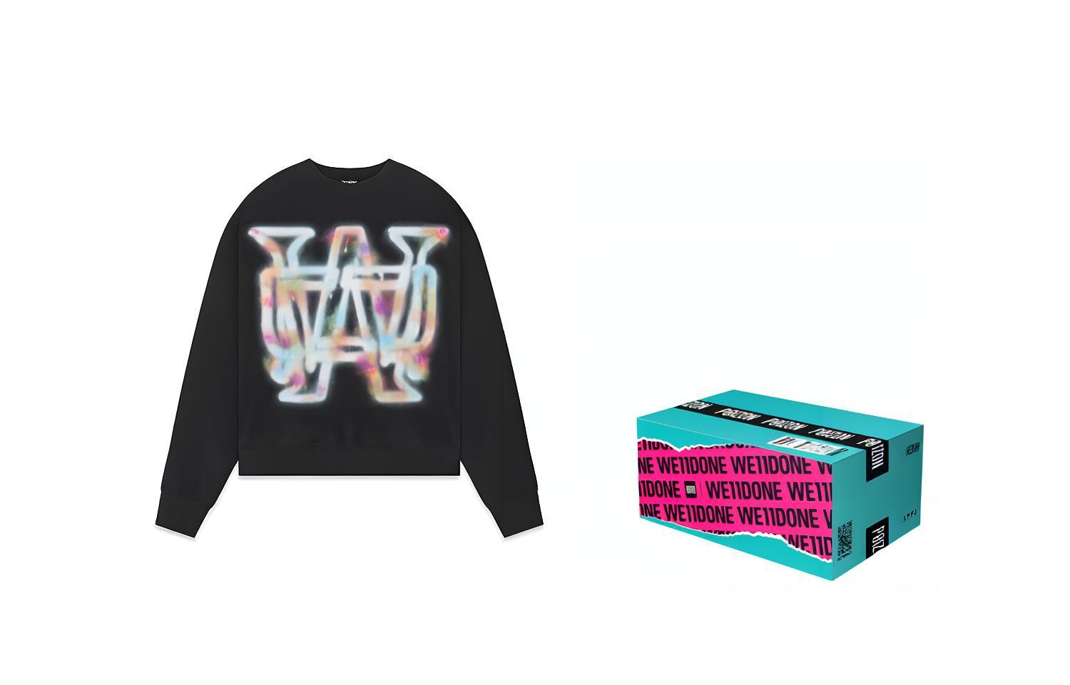 WE11DONE FW22 Graphic Print Crewneck Pullover Sweatshirt Unisex Black Gift Box WD-TS3-22-829-U-BK 圖 8
