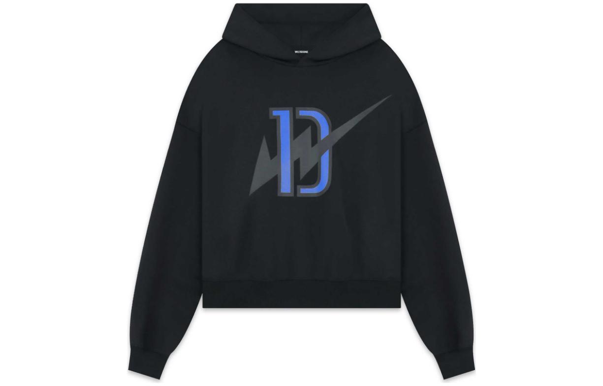 WE11DONE FW22 Graphic Print Hoodie Long Sleeve Black - WD-TH3-22-811-U-BK