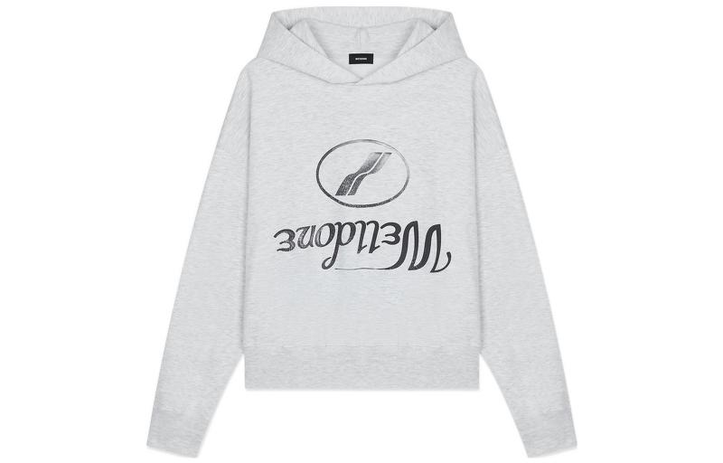 WE11DONE FW22 Gray Logo Printed Hoodie Unisex Pullover - Gray WD-TH3-22-853-U-GY