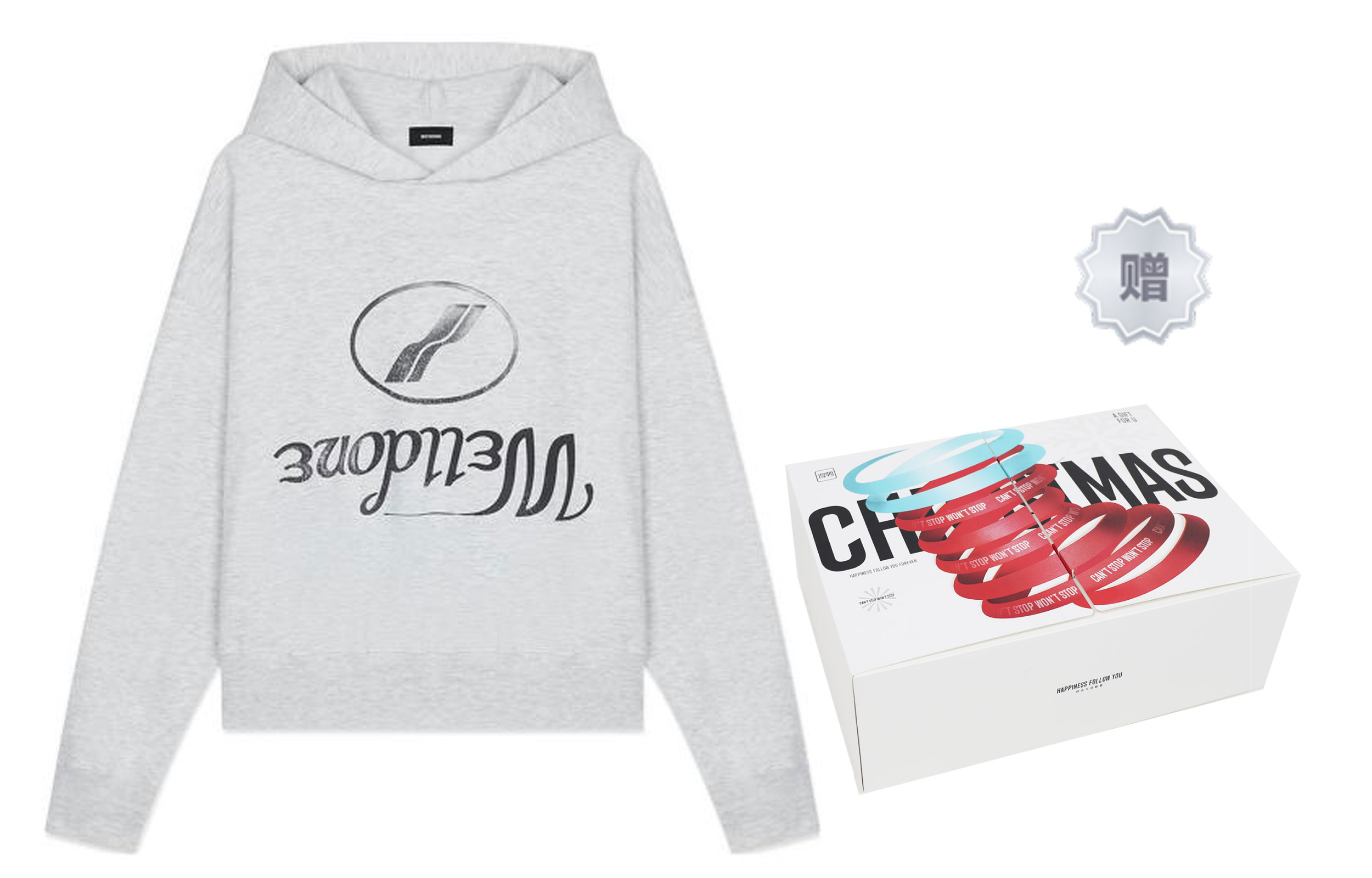 WE11DONE FW22 Gray Logo Printed Hoodie Unisex Pullover - Gray WD-TH3-22-853-U-GY 圖 6