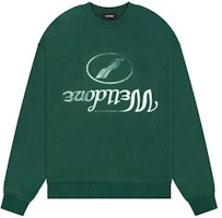 WE11DONE FW22 Green Inverted Logo Print Crewneck Long Sleeve Unisex Sweatshirt WD-TS3-22-812-U-GR WE11DONE FW22 Green Inverted Logo Print Crewneck Long Sleeve Unisex Sweatshirt WD-TS3-22-812-U-GR