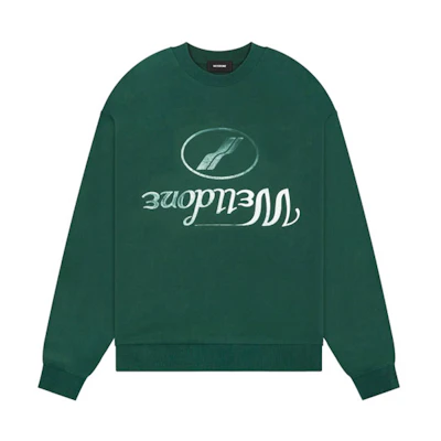 WE11DONE FW22 Green Inverted Logo Print Crewneck Long Sleeve Unisex Sweatshirt WD-TS3-22-812-U-GR