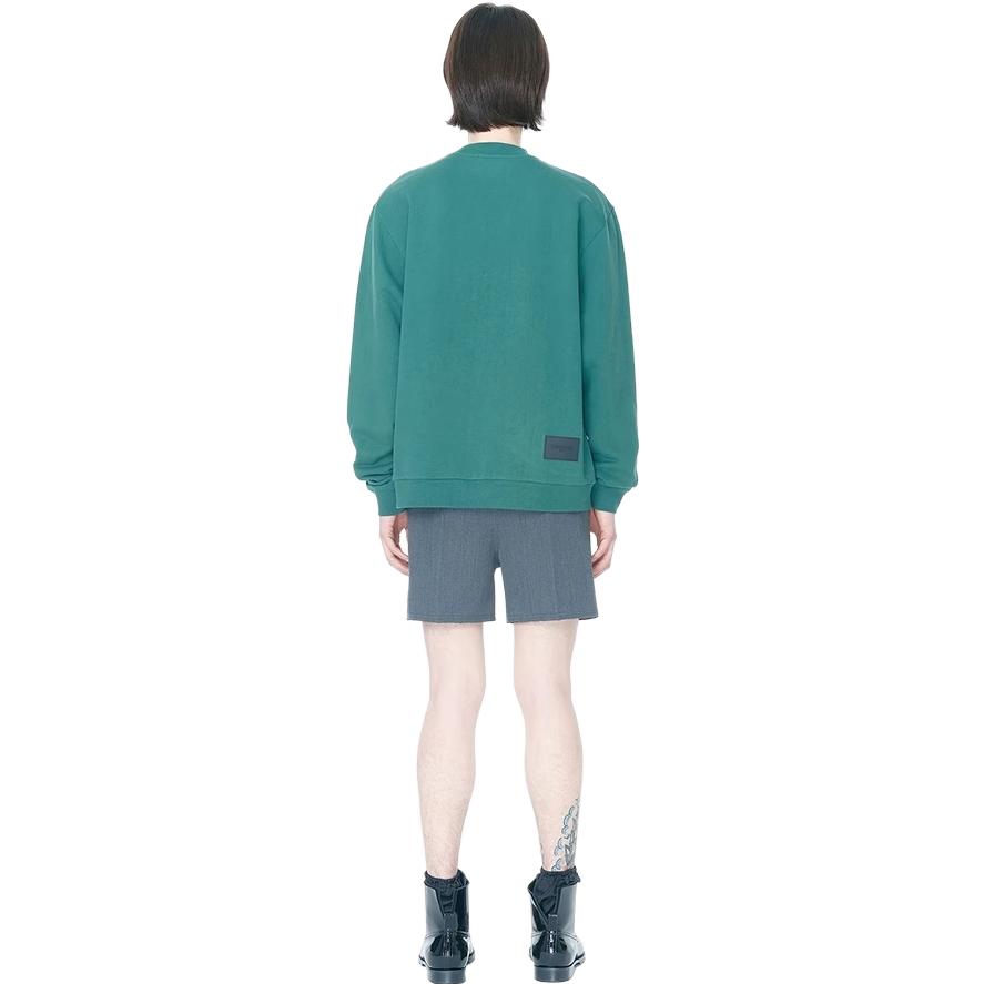 Shop WE11DONE FW22 Green Inverted Logo Print Crewneck Long Sleeve Unisex Sweatshirt WD-TS3-22-812-U-GR