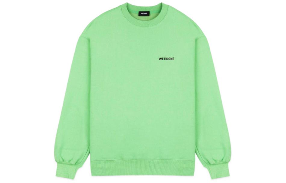 WE11DONE FW22 Green Oversized Logo Crewneck Sweatshirt Unisex WD-SS5-19-916-LM