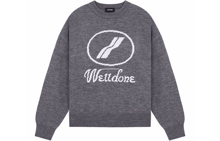WE11DONE FW22 Grey Alphabet Pattern Knit Sweater Unisex - Gray WD-KO8-20-507-U-GY