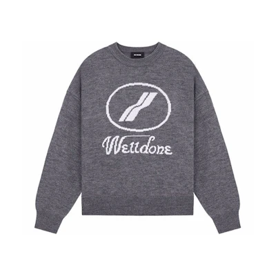 WE11DONE FW22 Grey Alphabet Pattern Knit Sweater Unisex - Gray WD-KO8-20-507-U-GY