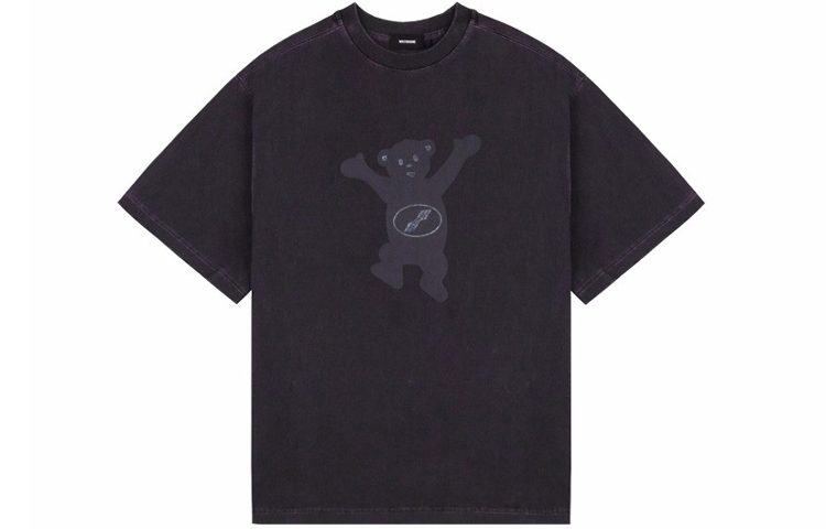 WE11DONE FW22 Grey Cartoon Teddy Bear Graphic Unisex Short Sleeve T-Shirt WD-TT8-20-103-U-CH