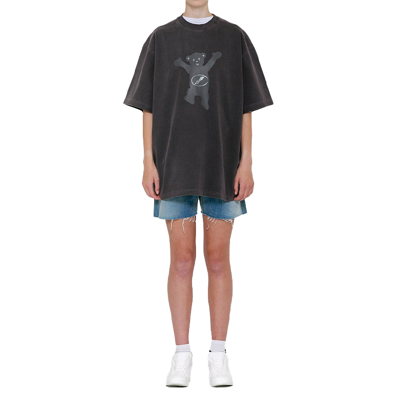 WE11DONE FW22 Grey Cartoon Teddy Bear Graphic Unisex Short Sleeve T-Shirt WD-TT8-20-103-U-CH 圖 3