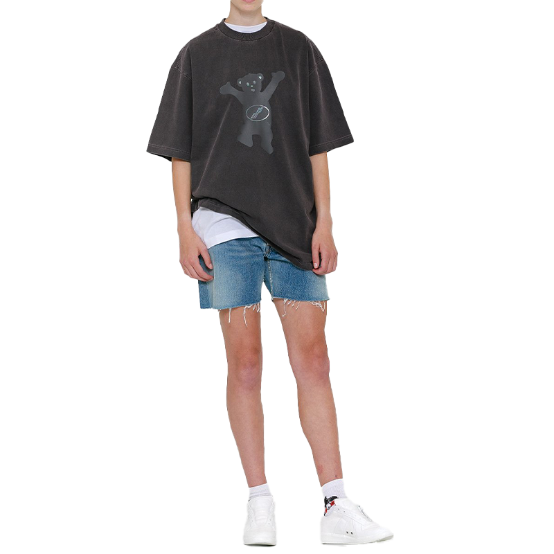 WE11DONE FW22 Grey Cartoon Teddy Bear Graphic Unisex Short Sleeve T-Shirt WD-TT8-20-103-U-CH 圖 4