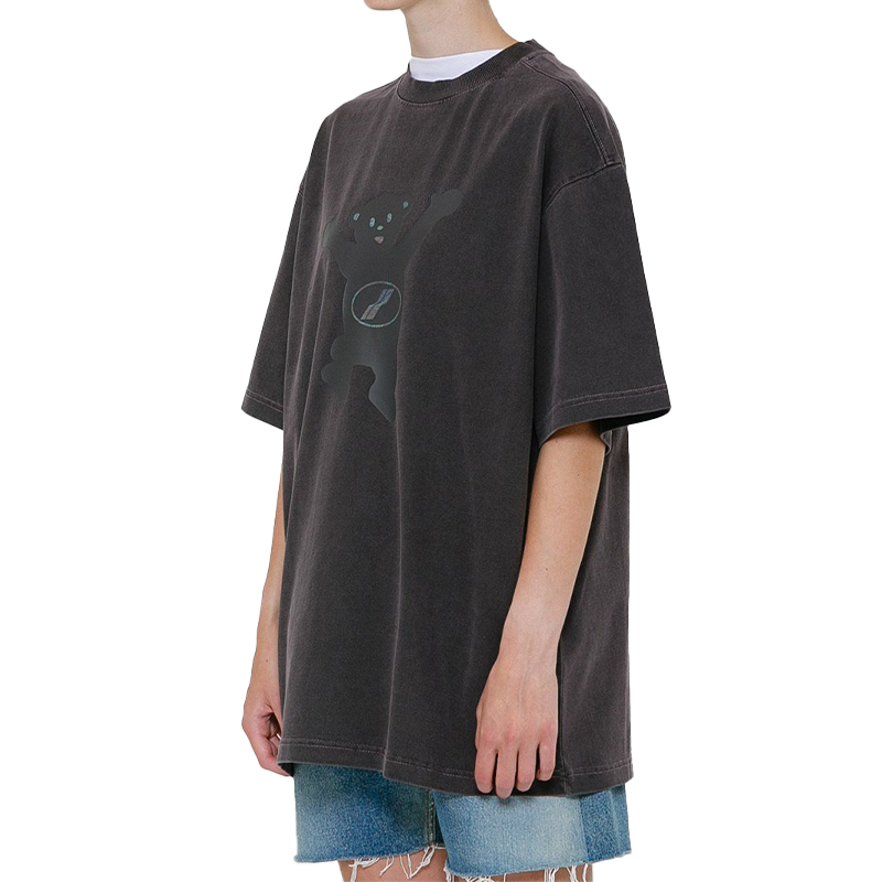 WE11DONE FW22 Grey Cartoon Teddy Bear Graphic Unisex Short Sleeve T-Shirt WD-TT8-20-103-U-CH 圖 5