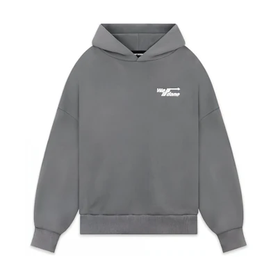 WE11DONE FW22 Grey Logo Print Hoodie Unisex Long Sleeve Sweatshirt. WD-TH3-22-825-U-CH