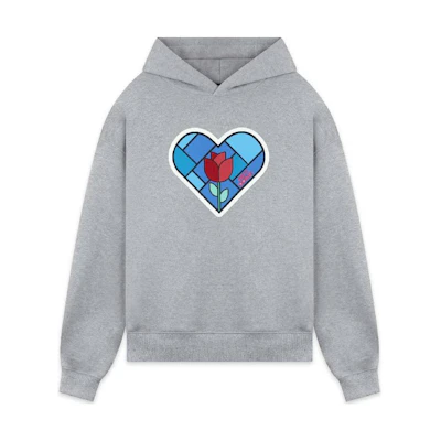 WE11DONE FW22 Grey Oversized Heart Print Hoodie Unisex WD-TH3-22-777-U-MG