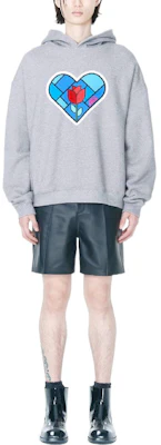 WE11DONE 2022秋冬灰色心形印花宽松连帽衫 男女同款 WD-TH3-22-777-U-MG Shop WE11DONE 2022秋冬灰色心形印花宽松连帽衫 男女同款 WD-TH3-22-777-U-MG