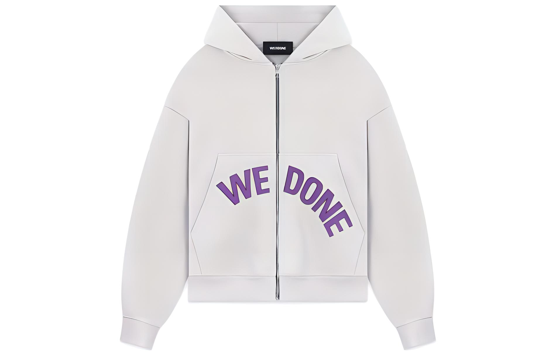 WE11DONE FW22 Grey Zip-Up Sweatshirt with Logo Print Unisex WD-TH3-22-772-U-GY