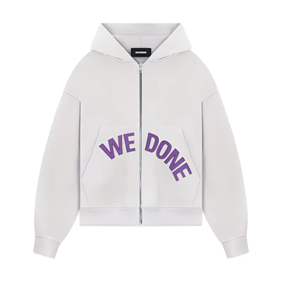 WE11DONE FW22 Grey Zip-Up Sweatshirt with Logo Print Unisex WD-TH3-22-772-U-GY
