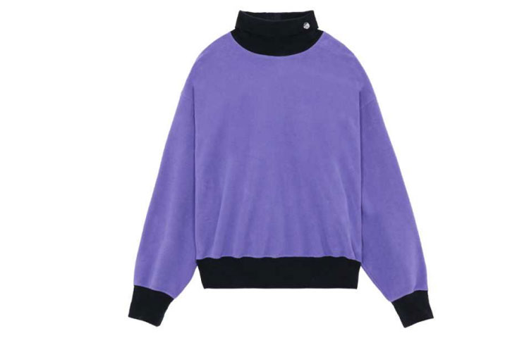 WE11DONE FW22 High-Neck Patchwork Pullover Sweatshirt Unisex Purple WD-TT3-21-585-U-PP