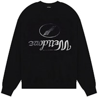 WE11DONE FW22 Inverted Logo Black Crewneck Long Sleeve Unisex Sweatshirt. WD-TS3-22-812-U-BK WE11DONE FW22 Inverted Logo Black Crewneck Long Sleeve Unisex Sweatshirt. WD-TS3-22-812-U-BK