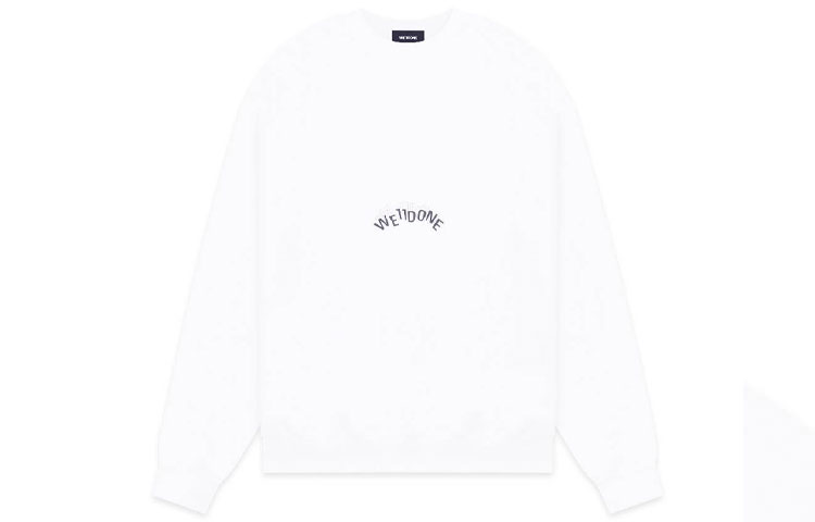 WE11DONE FW22 Irregular Logo Lettering Crewneck Sweatshirt Unisex White WD-TS3-22-821-U-WH