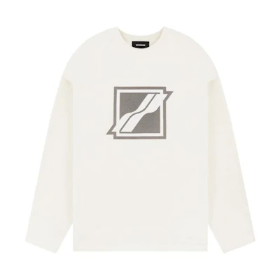 WE11DONE FW22 Ivory White Logo Crewneck Unisex Long Sleeve Sweatshirt WD-TT3-22-712-U-IV