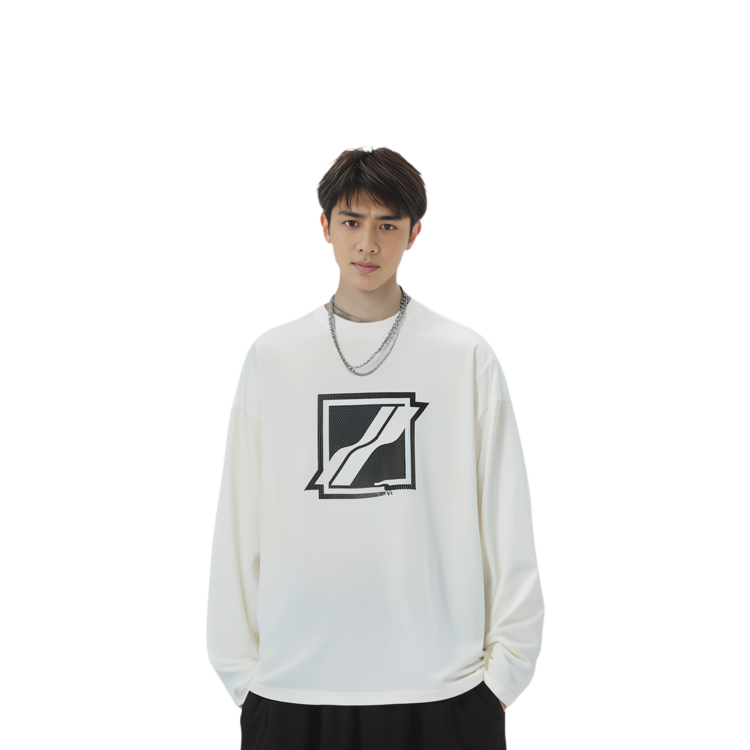 Lookbook WE11DONE FW22 象牙白標誌長袖圓領衛衣 男女款 WD-TT3-22-712-U-IV