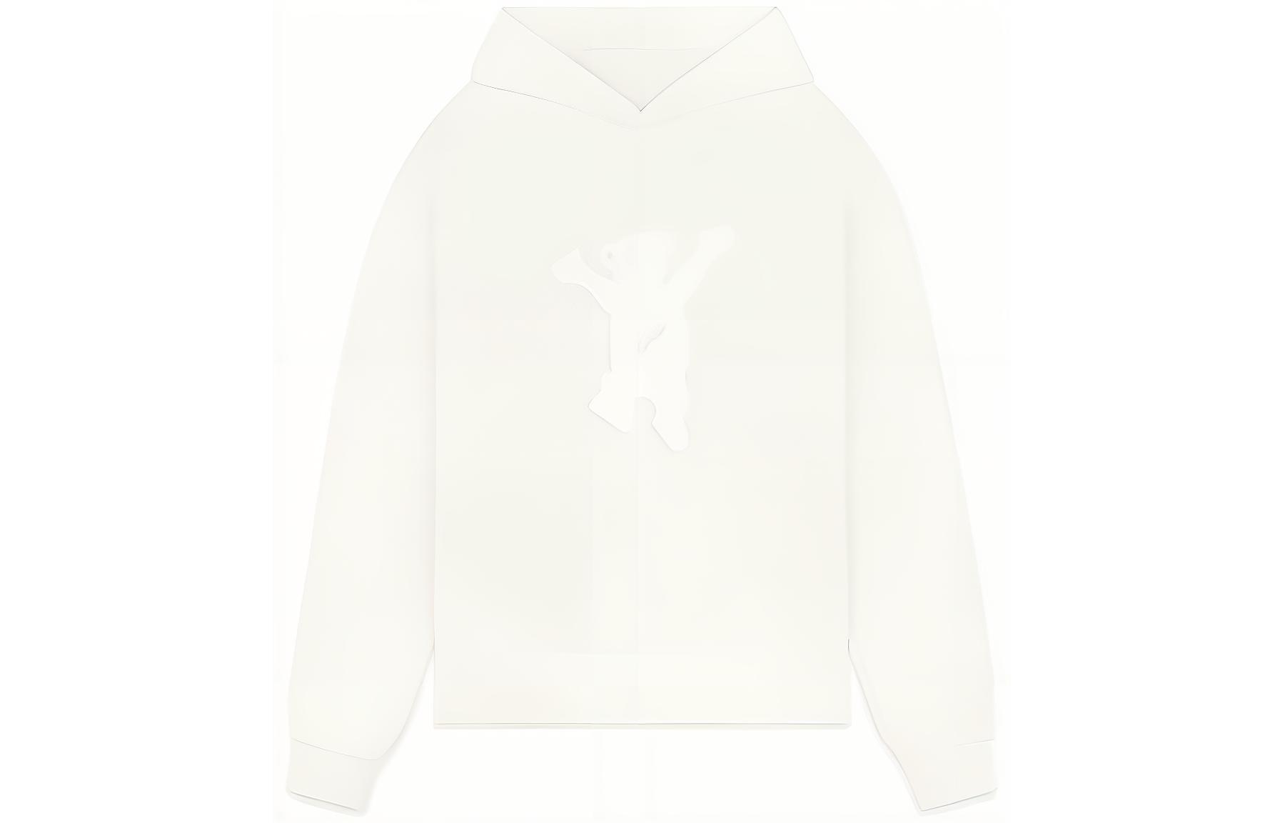 WE11DONE FW22 Ivory White Unisex Sweatshirt with Bear Graphic Print WD-TH3-22-727-U-IV