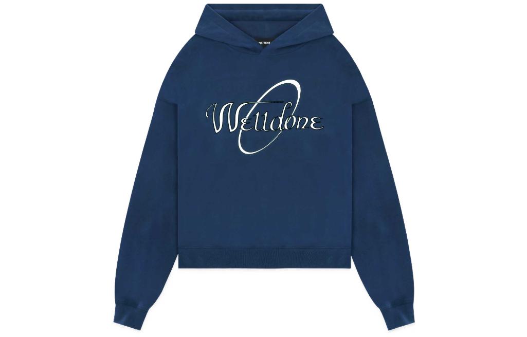 WE11DONE FW22 Letter Logo Print Hoodie Unisex Blue WD-TH3-22-813-U-NV