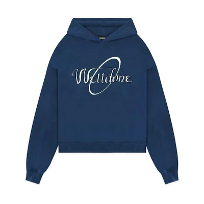 WE11DONE FW22 Letter Logo Print Hoodie Unisex Blue WD-TH3-22-813-U-NV